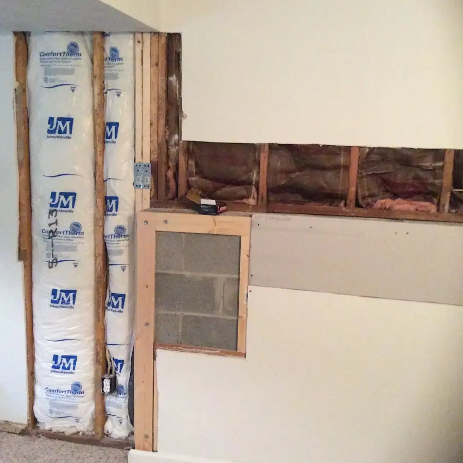 Wall insulation replacement during Basement Flood Cleanup in Kirkland